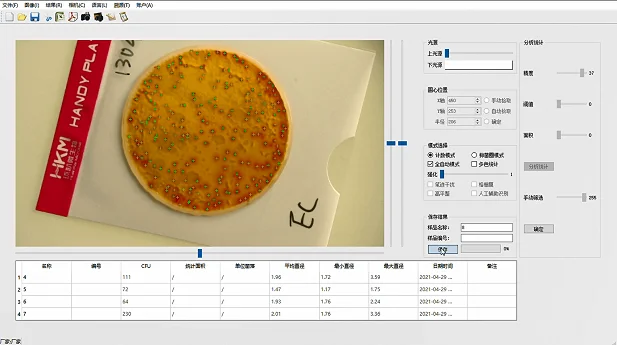 纸片培养基在菌落计数器显示界面