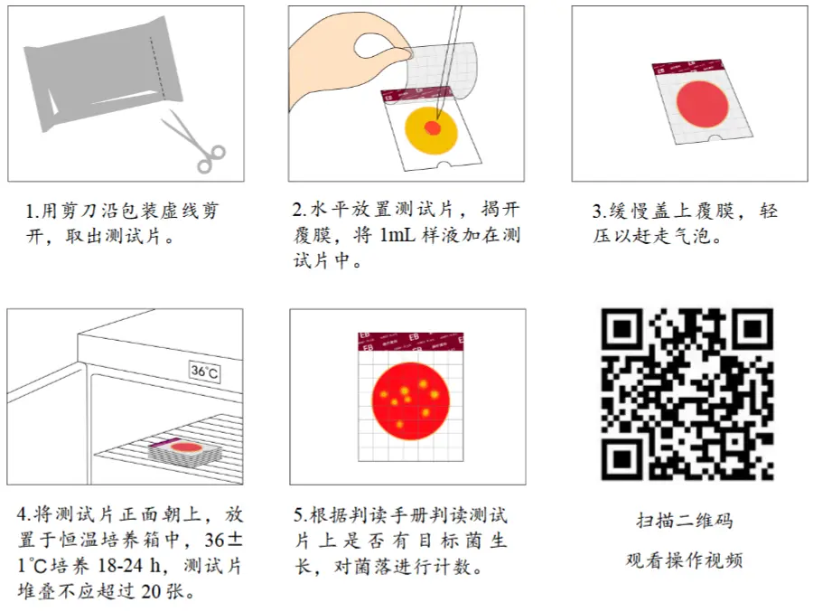 HandyPlate®肠杆菌科测试片(微生物快速检测纸片)操作图解